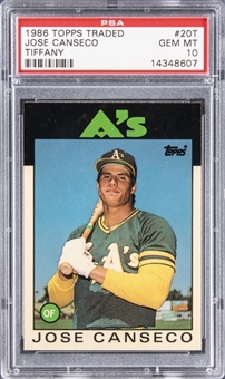 1986 Topps Traded Tiffany #20T Jose Canseco Rookie Card  - PSA GEM MT 10